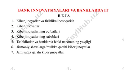 bank innovatsiyalari va banklarda it re j a — PPTX