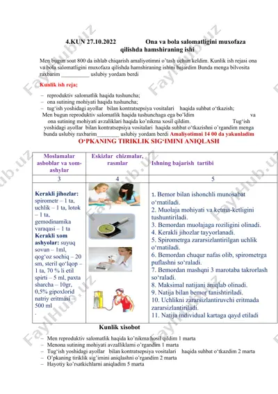 ona va bola salomatligini muxofaza qilishda hamshiraning ishi — DOCX