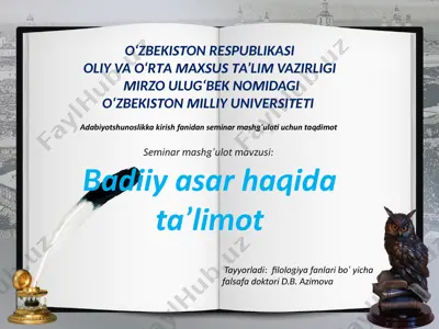 adabiyotshunoslikka kirishfanidan seminar mashg'ulotiuchun taqdimot — PPTX