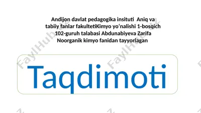 oʻzbekiston kimyo fanining va sanoatining rivojlanishi — PPTX