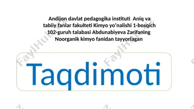 o‘zbekistondagi kimyo va sanoat fanlari ta'limi — PPTX