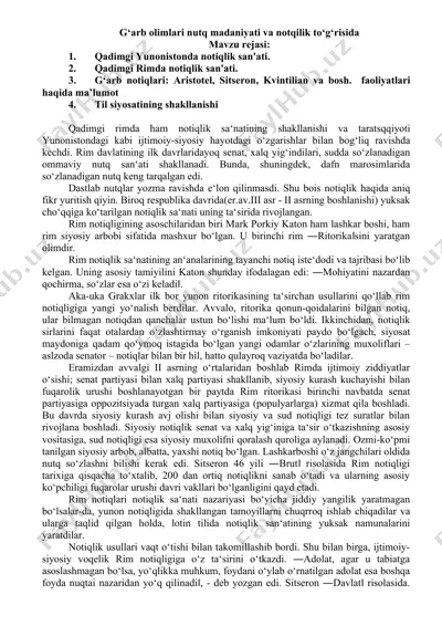 notiqlik sa‘nati tarixi — DOCX