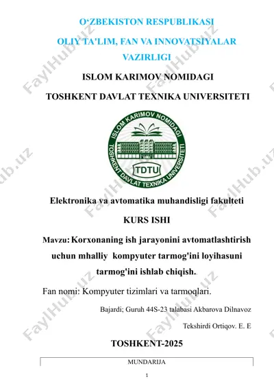 mahalliy kompyuter tarmoqlari haqida loyiha — DOCX