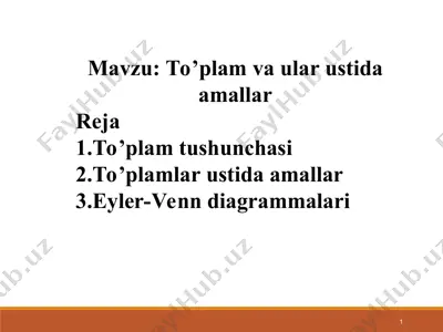 to'plam va ular ustida amallar — PPT