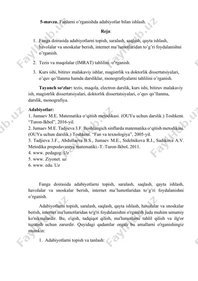 adabiyotlar bilan ishlash metodikasi — DOCX