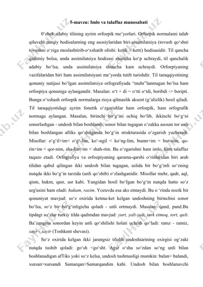 orfoepiya va orfografiya munosabatlari — DOCX