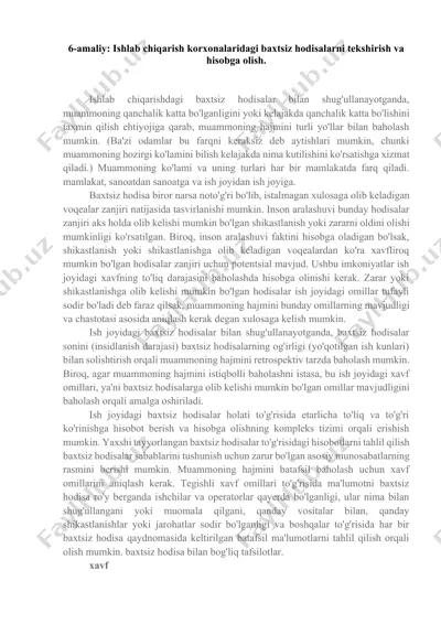 baxtsiz hodisalar tekshirish va hisobga olish — DOCX