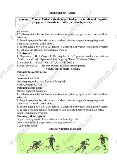 futbol o‘yinida to‘pni boshqarish texnikasi — DOCX