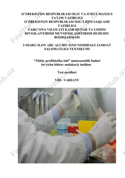 tibbiy profilaktika ishi mutaxassislik fanlari bo‘yicha bitiruv malakaviy imtihon — DOCX