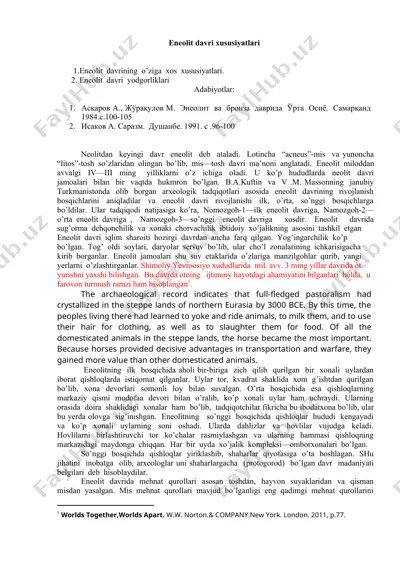 eneolit davri xususiyatlari — DOCX