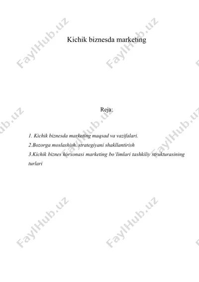 kichik biznesdagi marketing — DOC