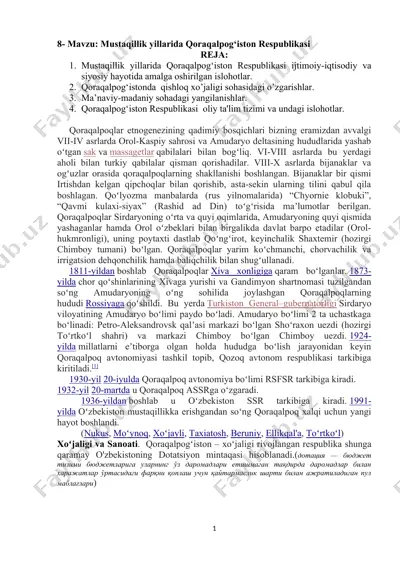 mustaqillik yillarida qoraqalpog‘iston respublikasi — DOCX