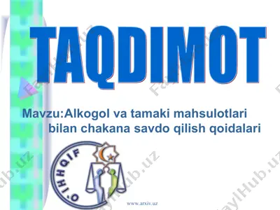alkogol va tamaki mahsulotlari bilan chakana savdo qilish qoidalari — PPT