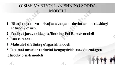 o‘sish va rtvojlanishning soddamodeli — PPTX