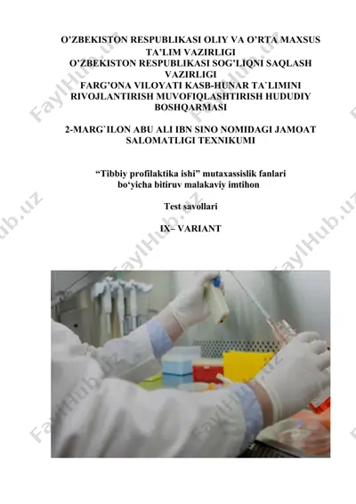 tibbiy profilaktika ishi mutaxassislik fanlari bo‘yicha bitiruv malakaviy imtihon — DOCX