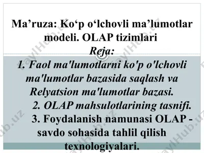 olap tizimlari — PPTX
