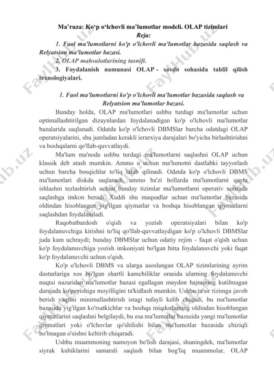 olap tizimlari — DOC