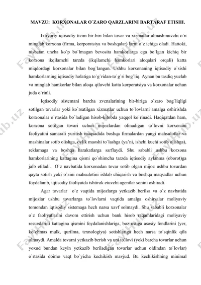 korxonalar o`zaro qarzlarini bartaraf etishi — DOCX