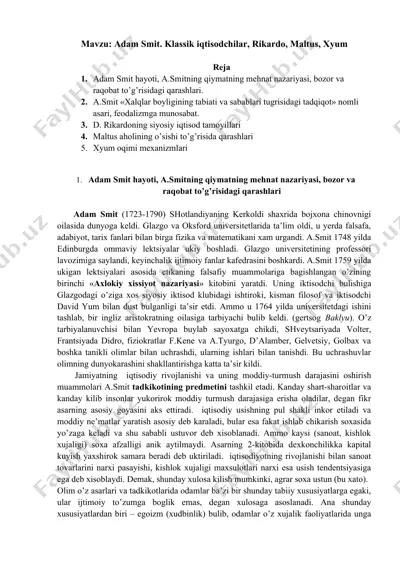 adam smitning ``axlokiy xissiyot nazariyasi'' kitobi — DOCX