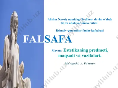 estetikaning predmeti, maqsadi va vazifalari — PPT