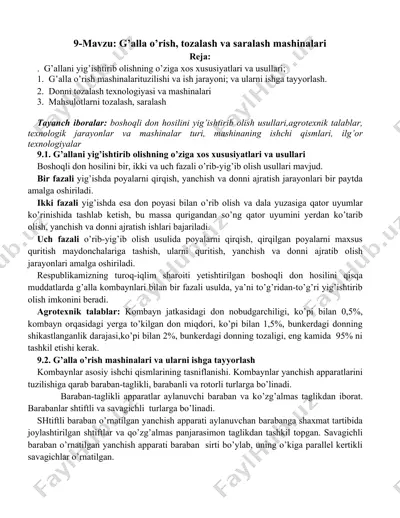 g’alla o’rish, tozalash va saralash mashinalari — DOC