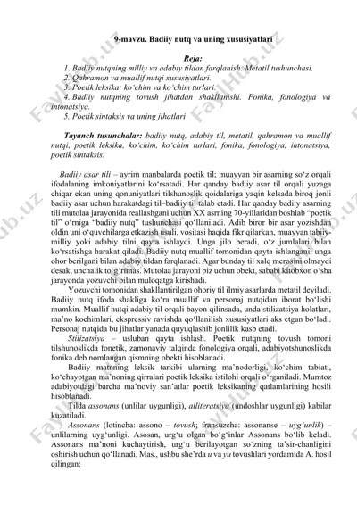 badiiy nutq va uning xususiyatlari — DOCX