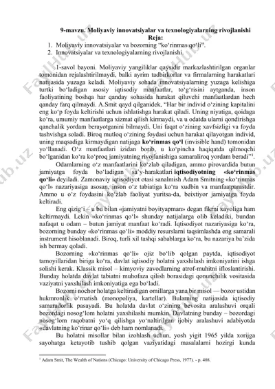 moliyaviy innovatsiyalar va texnologiyalarning rivojlanishi — DOCX