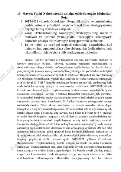 yangi o‘zbekistonda amalga oshirilayotgan islohotlar — DOCX