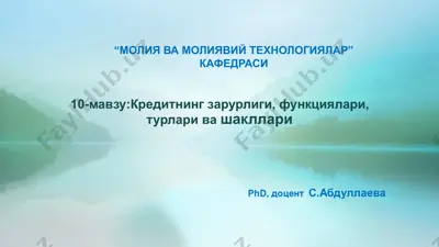 kreditning zarurligi, funksionalari, turlari va shakllari — PPTX