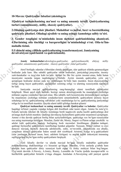 qadriyatlar falsafasi (aksiologiya) — DOCX