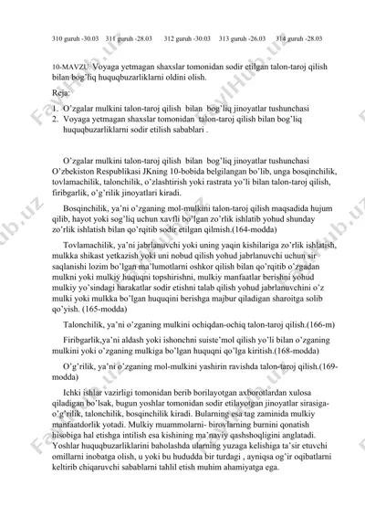 talon-taroj qilish bilan bog’liq huquqbuzarliklar — DOCX