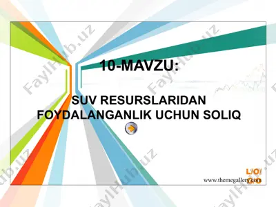 suv resurslaridan foydalanish uchun soliq — PPTX