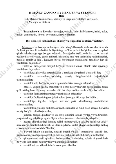 menejer va etakchi (manager and leader) — DOCX