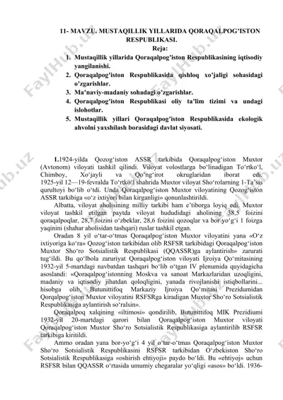 qoraqalpog‘iston respublikasining mustaqillik yillarida iqtisodiy yangilanishi — DOCX