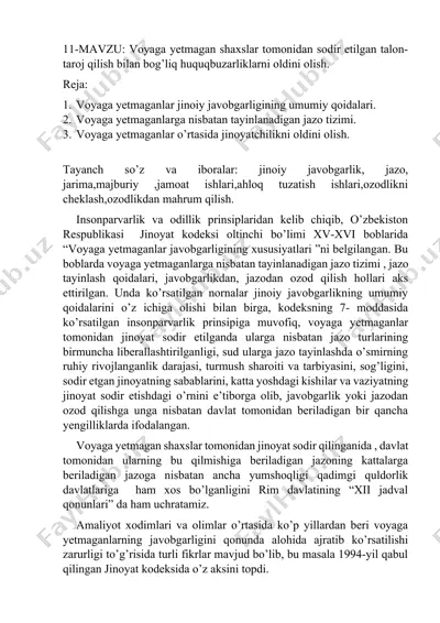 voyaga yetmaganlar huquqbuzarliklari — DOCX