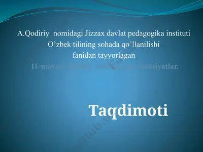 rasmiy uslubga xos xususiyatlar — PPTX