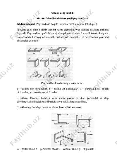metallarni elektr yoyli payvandlash — DOCX