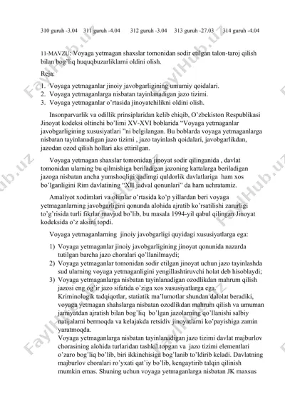voyaga yetmaganlar jinoiy javobgarligi — DOCX