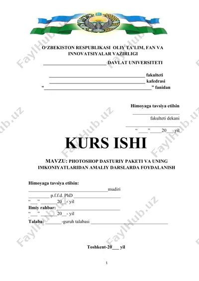 photoshop dasturiy paketi va uning imkoniyatlaridan amaliy darslarda foydalanish — DOCX