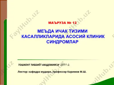 меъда эвакуацияси бузилиши синдроми (меъда дискинезияси) — PPT