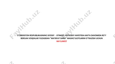 "o‘zbekiston respublikasi siyosiy–ijtimoiy, iqtisodiy hayoti" — PPTX