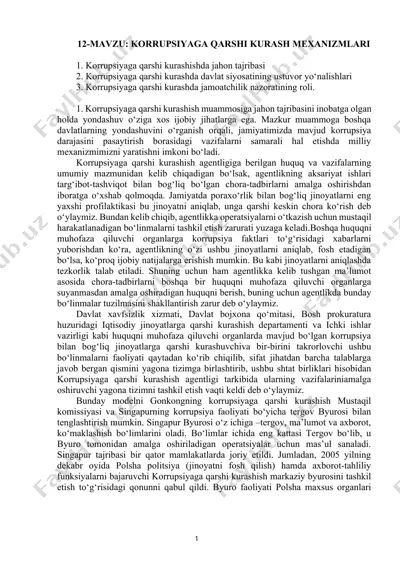 korrupsiyaga qarshi kurash mexanizmlari — DOCX