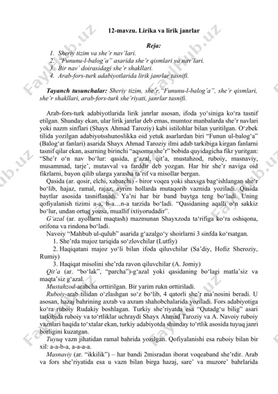 lirika va lirik janrlar — DOCX