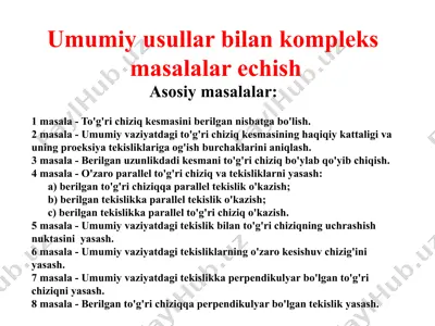 umumiy usullar bilan kompleks masalalarni echish — PPTX