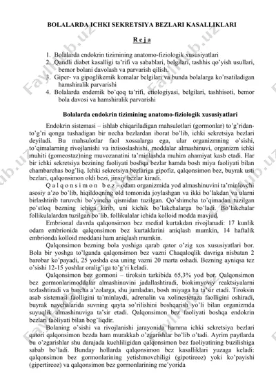 bolalarda ichki sekretsiya bezları kasallıkları — DOC