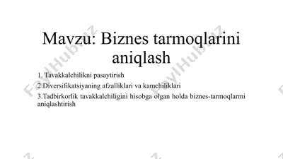 biznes tarmoqlarini aniqlash — PPTX