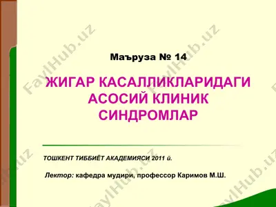 жигар касalliklaridagi asosiy klinik sindromlar — PPT