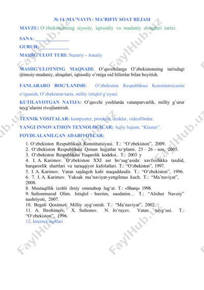 ma’naviy- ma’rifiy soat rejasi — DOC