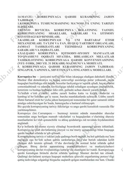 korrupsiyaga qarshi kurashning jahon tajribasi — DOCX