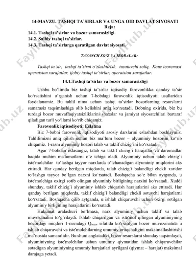 tashqi ta’sirlar va bozor samarasizligi — DOCX